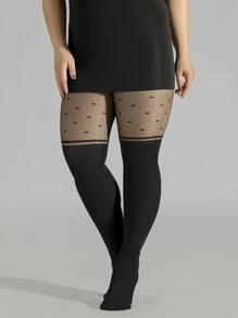 Plus Size Tights - Black - View 8