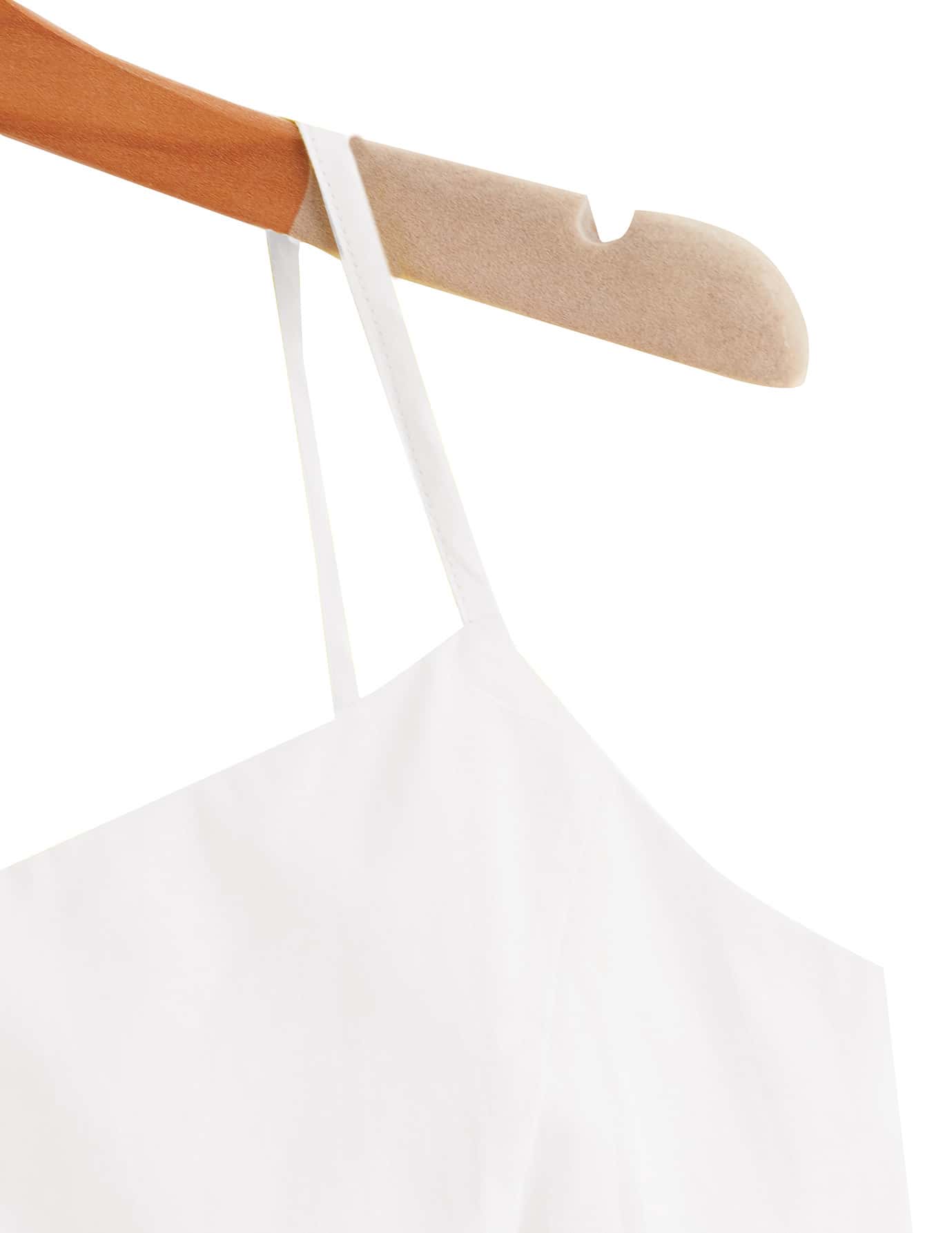 Solid Tie Back Crop Cami Top - White - View 3