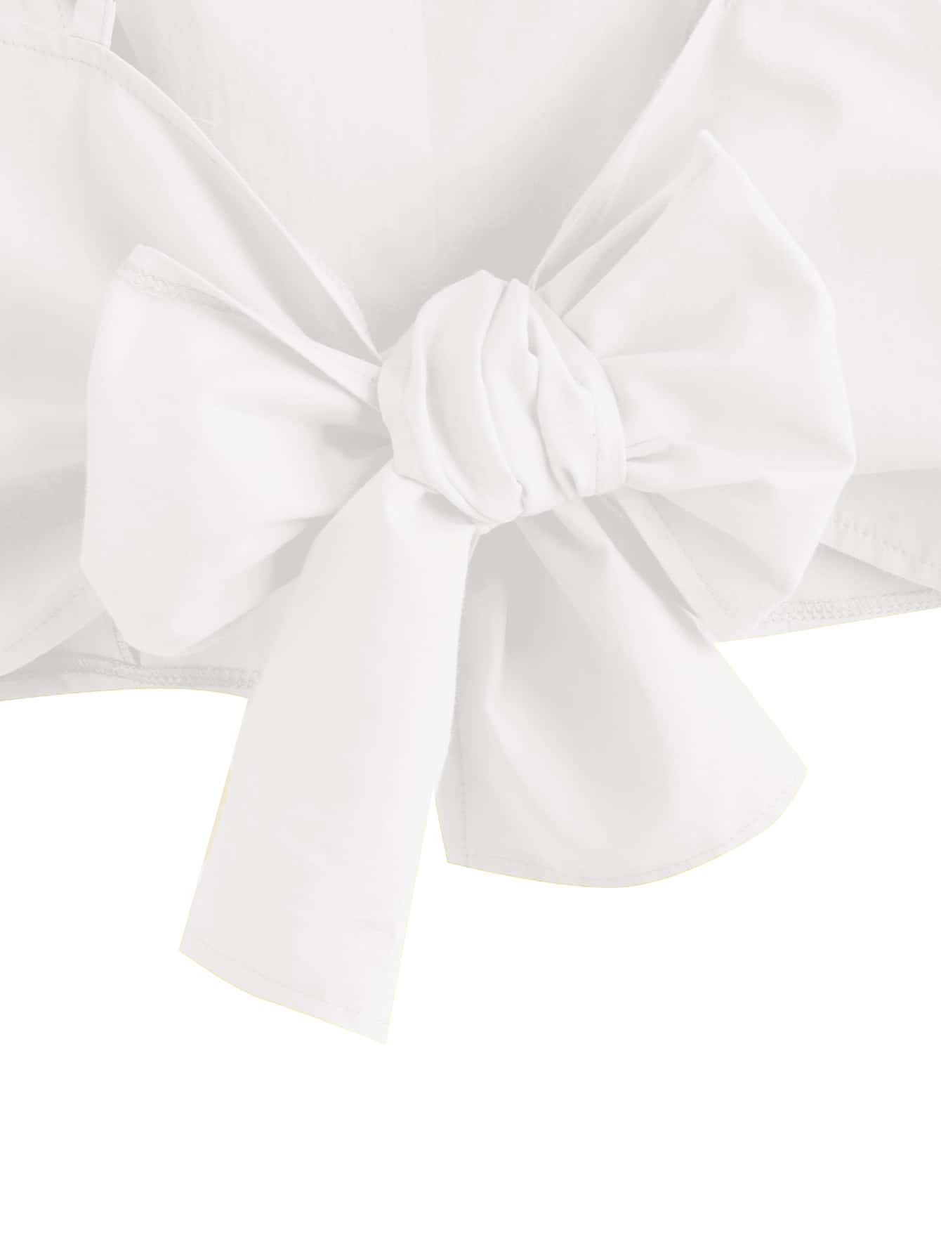 Solid Tie Back Crop Cami Top - White - View 4