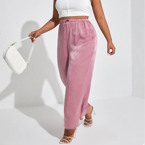 

Plus Side Split Wide Leg Pants, Dusty pink