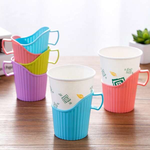 

4pcs Random Anti-scalding Paper Cup Holder, Multicolor