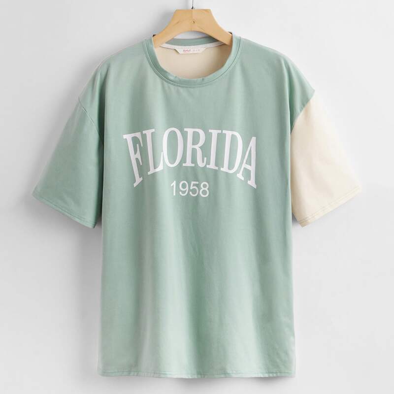 

Letter Colorblock Oversized Tee, Multicolor