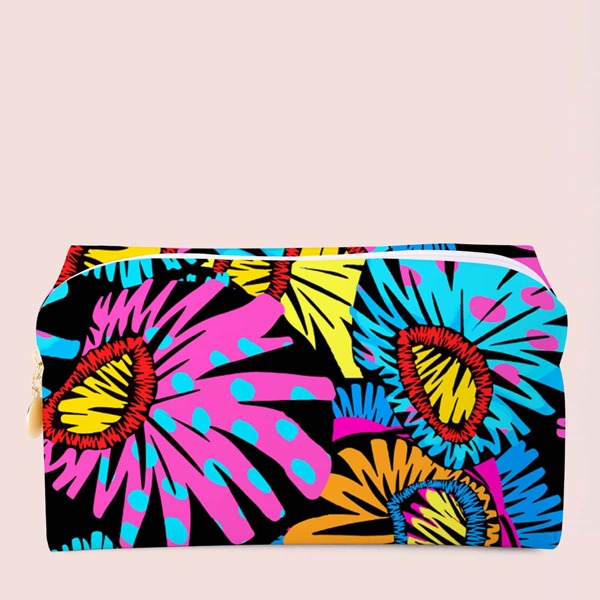 

Flower Pattern Square Makeup Bag, Multicolor