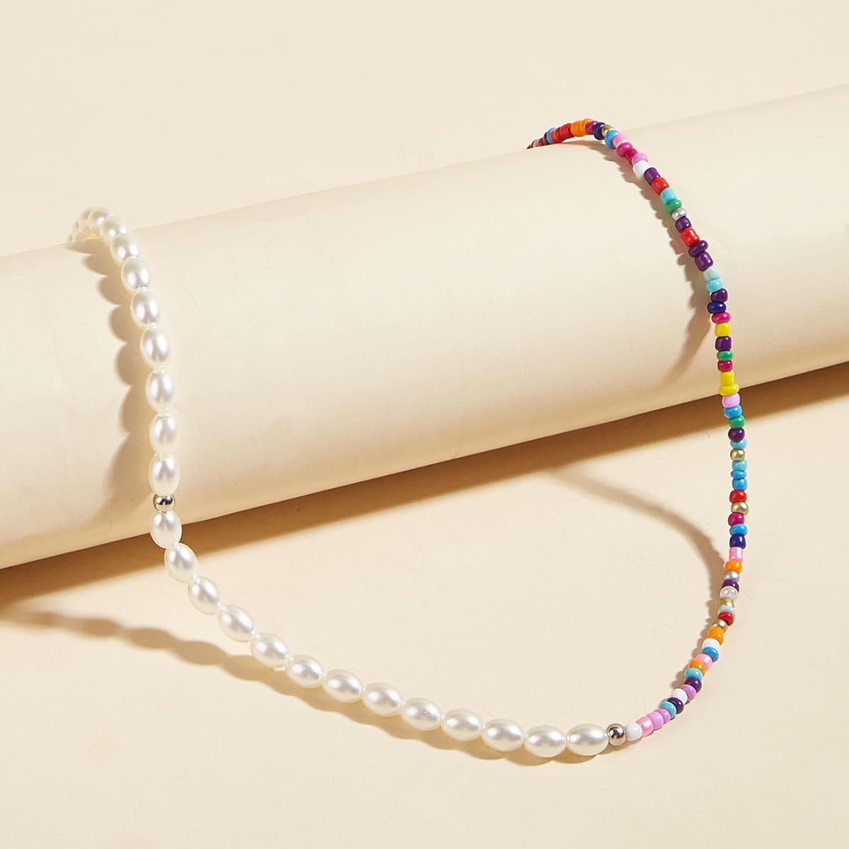 

Faux Pearl Beaded Necklace, Multicolor