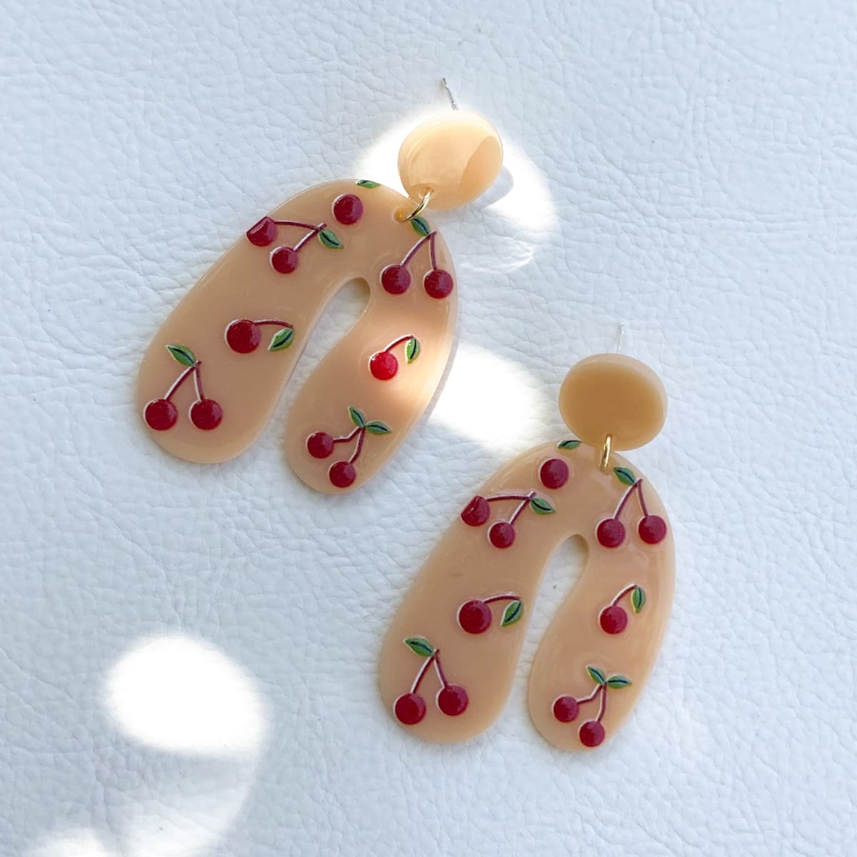 

Cherry Pattern Drop Earrings, Multicolor