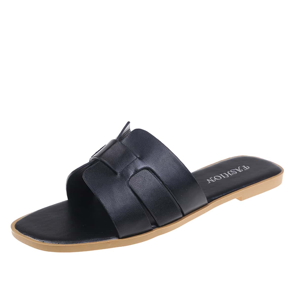 

Cut Out Band Slide Sandals, Black