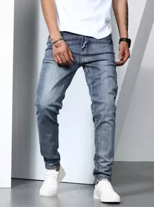 Manfinity Homme Quần Jeans Nam Túi màu trơn Giải trí - Rửa nhẹ - Xem 1