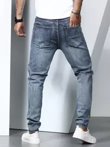 Manfinity Homme Quần Jeans Nam Túi màu trơn Giải trí - Rửa nhẹ - Xem 2