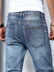 Manfinity Homme Quần Jeans Nam Túi màu trơn Giải trí - Rửa nhẹ - Xem 3