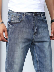 Manfinity Homme Quần Jeans Nam Túi màu trơn Giải trí - Rửa nhẹ - Xem 4