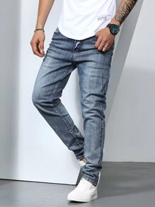 Manfinity Homme Quần Jeans Nam Túi màu trơn Giải trí - Rửa nhẹ - Xem 5