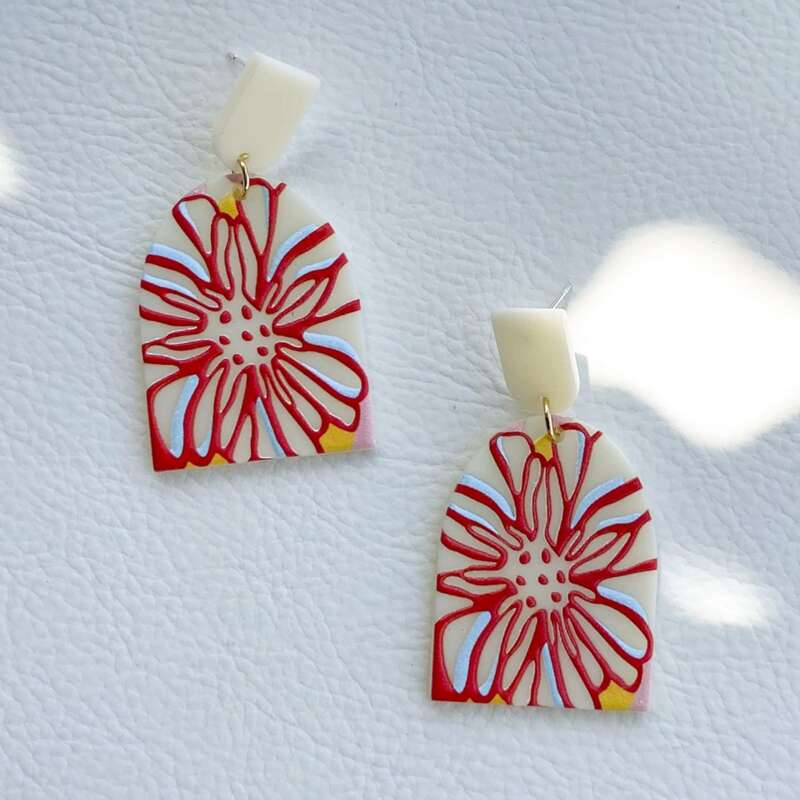 

Flower Graphic Drop Earrings, Multicolor