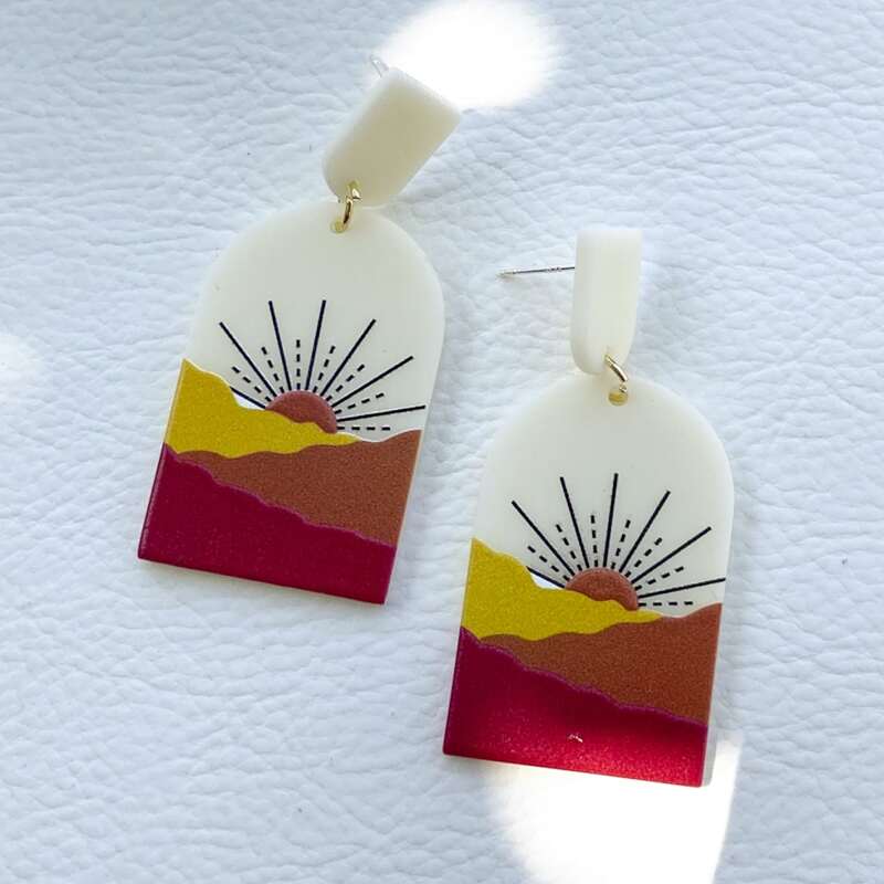 

Sun Graphic Drop Earrings, Multicolor