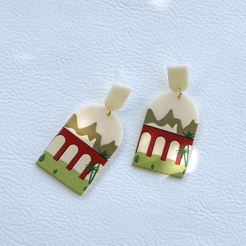 

Graphic Geo Drop Earrings, Multicolor