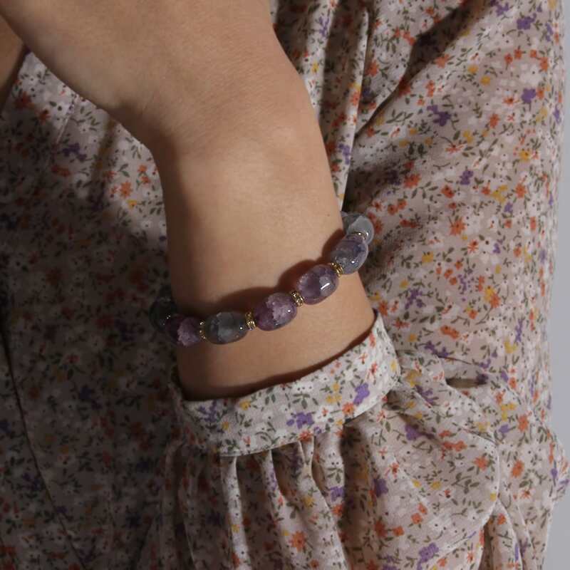 

Rhinestone Decor Beaded Bracelet, Purple