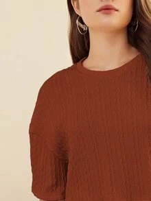 Muchica Áo thun màu trơn Giải trí - Rỉ Nâu - Xem 3