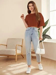 Muchica Áo thun màu trơn Giải trí - Rỉ Nâu - Xem 5