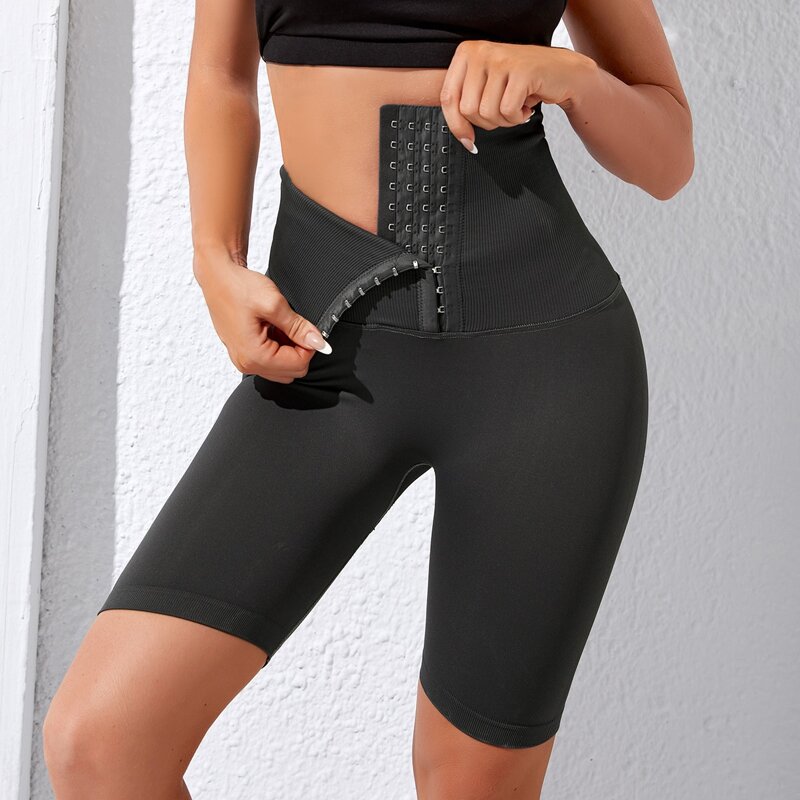 

Hook And Eye Placket Biker Shorts, Dark grey