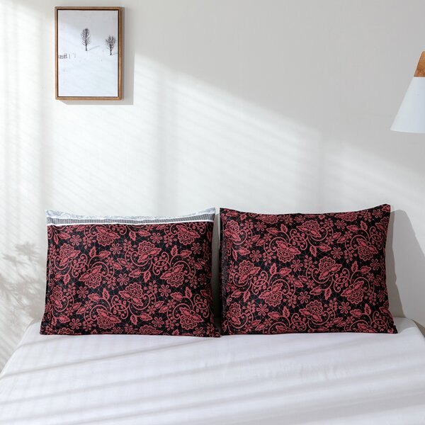 

1pair Flower Print Pillowcase Without Filler, Multicolor