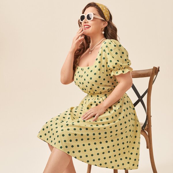 

Plus Polka Dot Top & Skirt, Multicolor