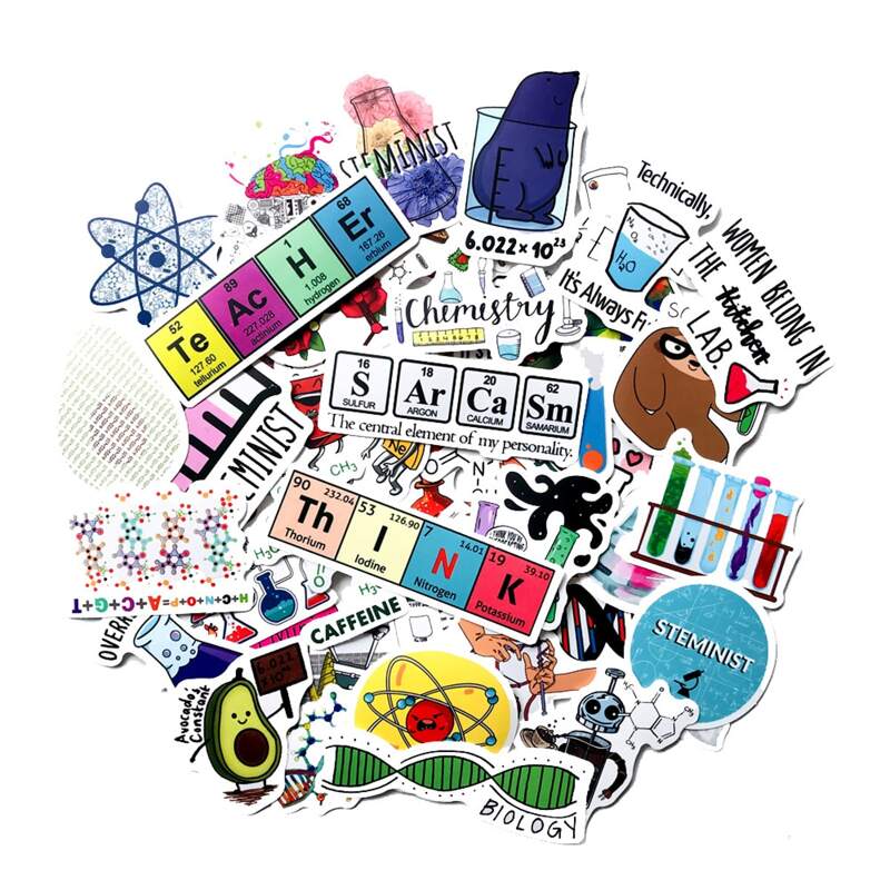 

50pcs Cartoon Chemistry Sticker, Multicolor