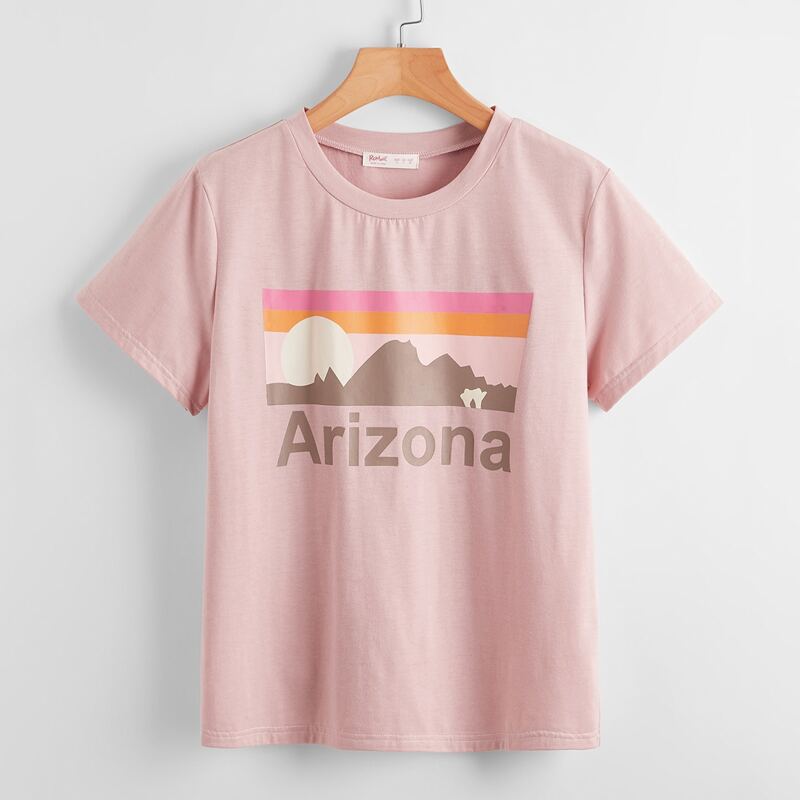 

Letter Scenery Graphic Tee, Dusty pink