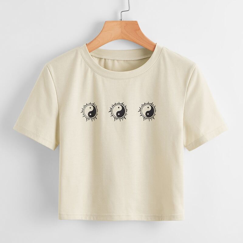 

Yin And Yang Graphic Tee, Beige