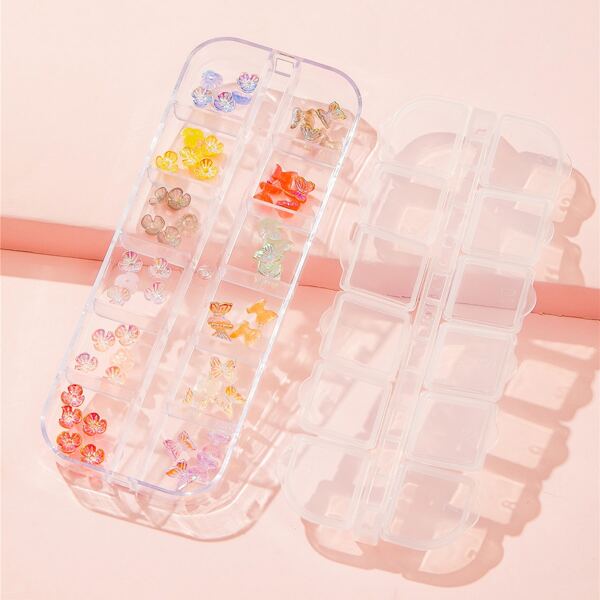 

1box Butterfly & Flower Shaped Nail Art Decoration, Multicolor