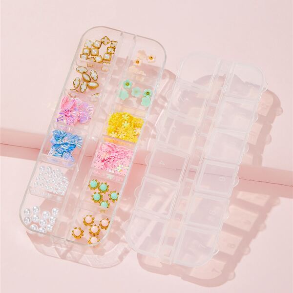 

1box Flower Shaped Nail Art Decoration, Multicolor
