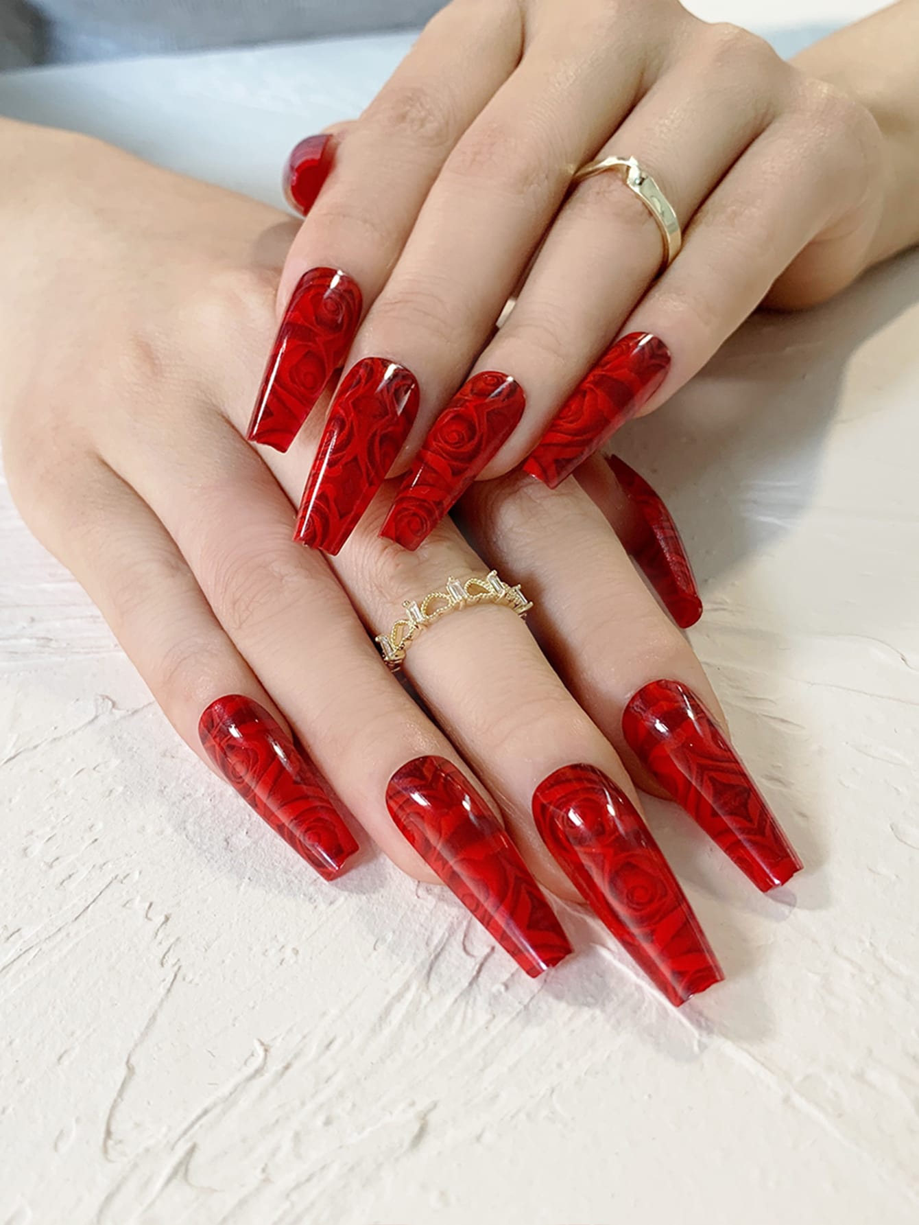 24pcs Floral Fake Nail & 1sheet Tape & 1pc Nail File SHEIN USA