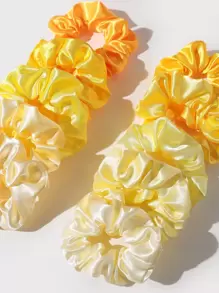 10pcs Plain Satin Scrunchie Casual,Dopamine Scrunchies Hair Ties Scrunchy Hair Ties Ponytail Head Accessories - Yellow - View 4