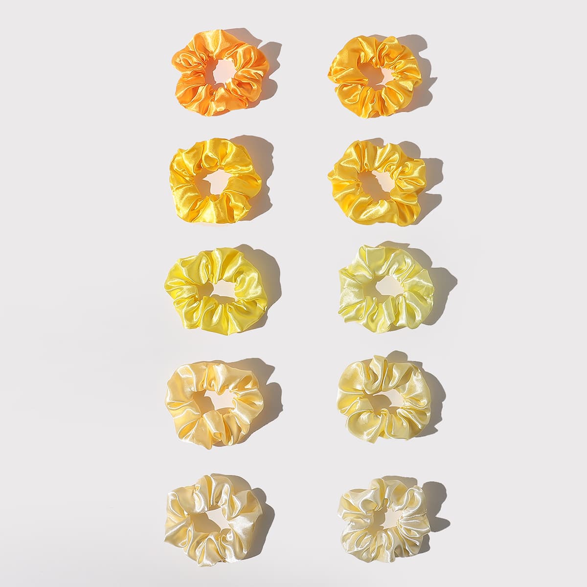 

10pcs Plain Satin Scrunchie, Yellow
