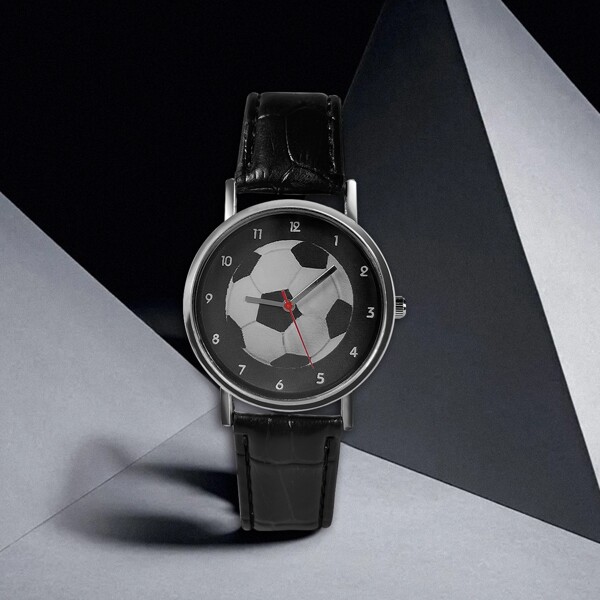 

Men Football Pattern Round Pointer Quartz Watch