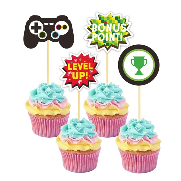 

12pcs Game Theme Cake Topper Set, Multicolor