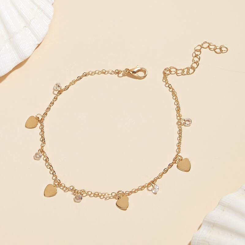 

Heart Decor Anklet, Gold