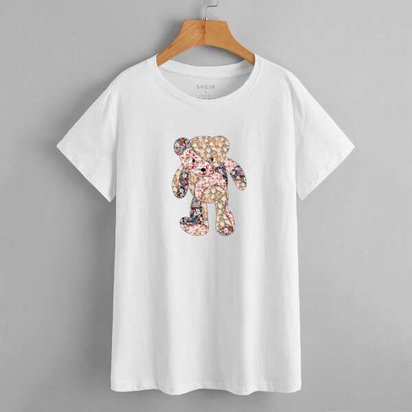 

Cartoon Graphic Short Sleeve Tee, White