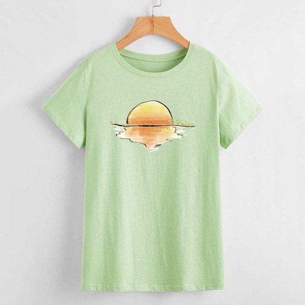

Sun Print Short Sleeve Tee, Lime green