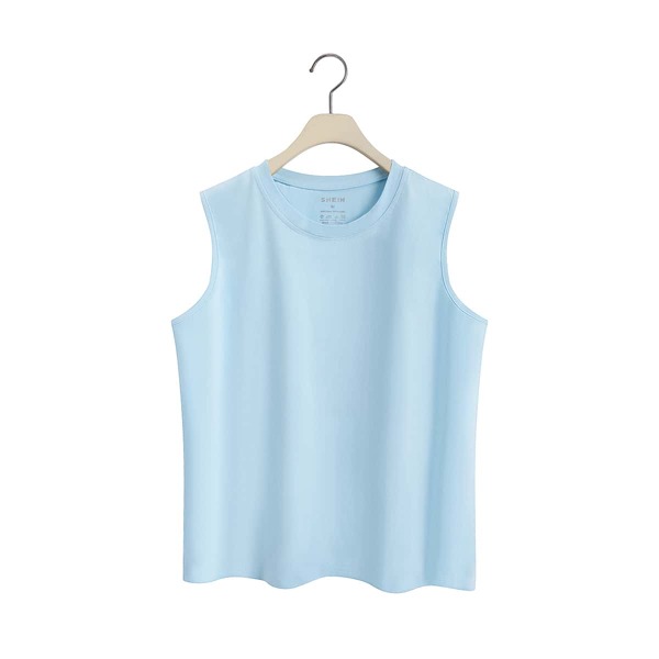 

Men Solid Crew Neck Tank Top, Baby blue