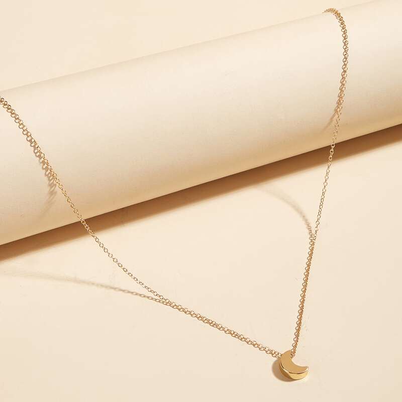 

Moon Pendant Necklace, Gold