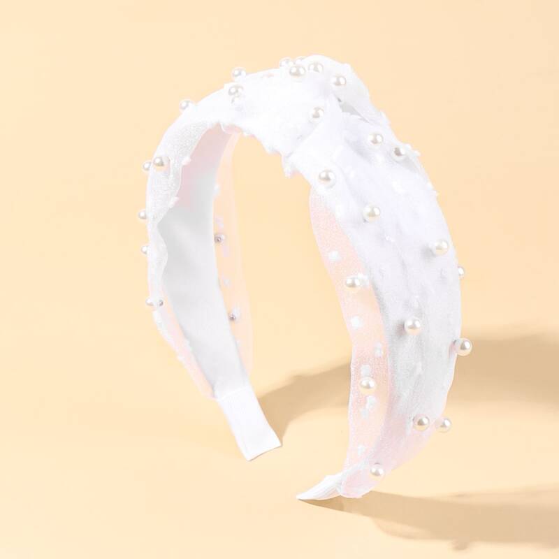 

Faux Pearl Decor Headband, White
