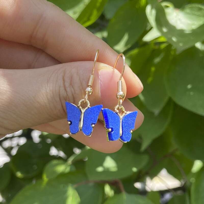 

Butterfly Drop Earrings, Blue