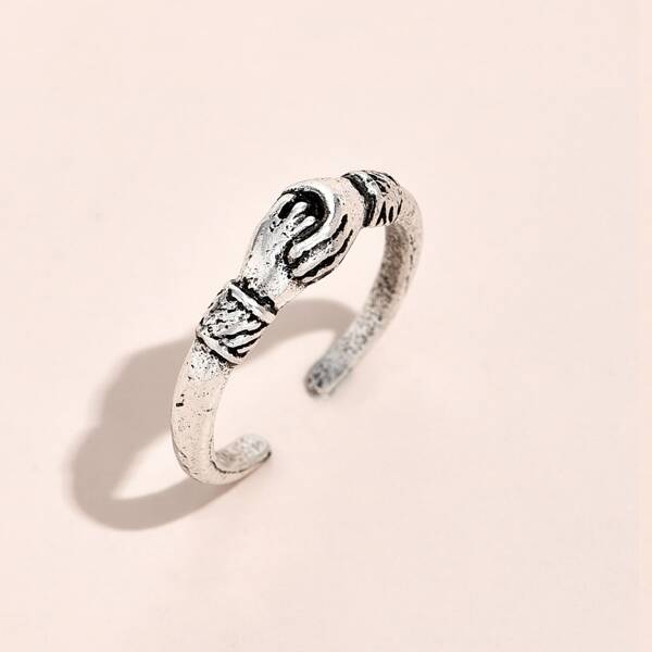 

Hand Design Cuff Ring, Antique silver