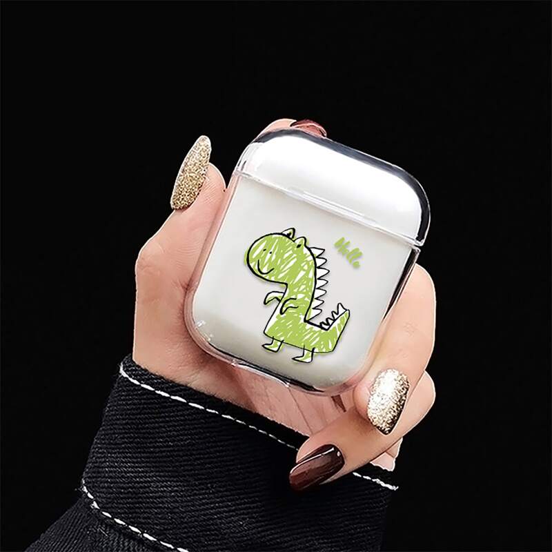 

Cartoon Dinosaur Airpods Case, Clear