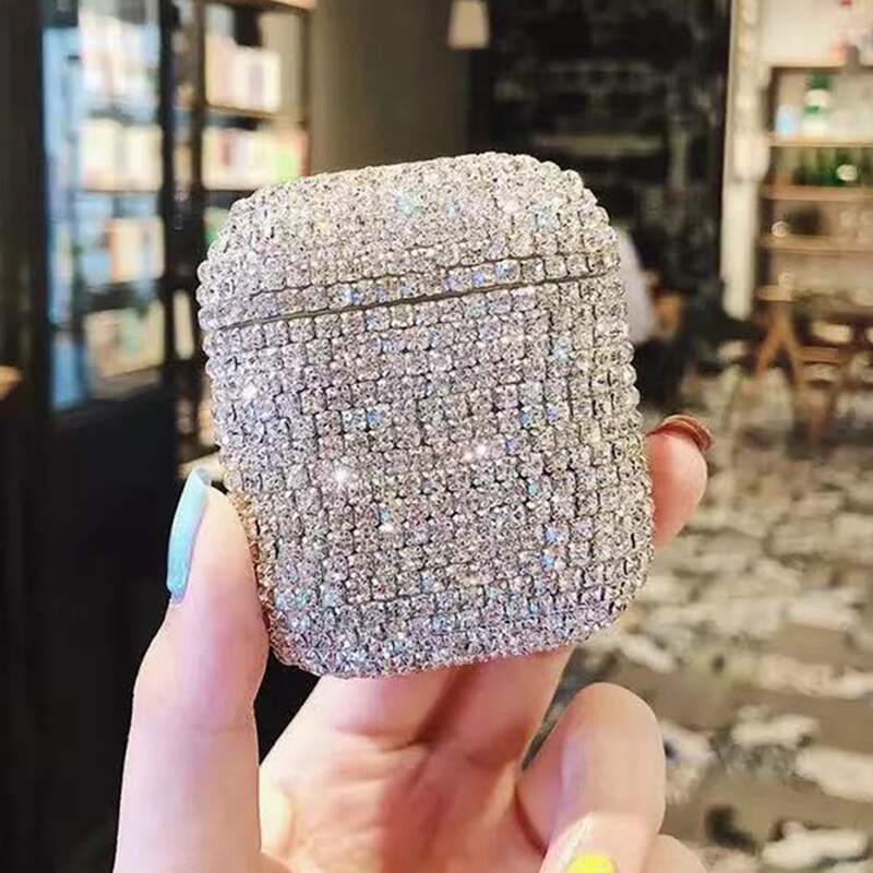 

Rhinestone Decor Airpods Case, Silver