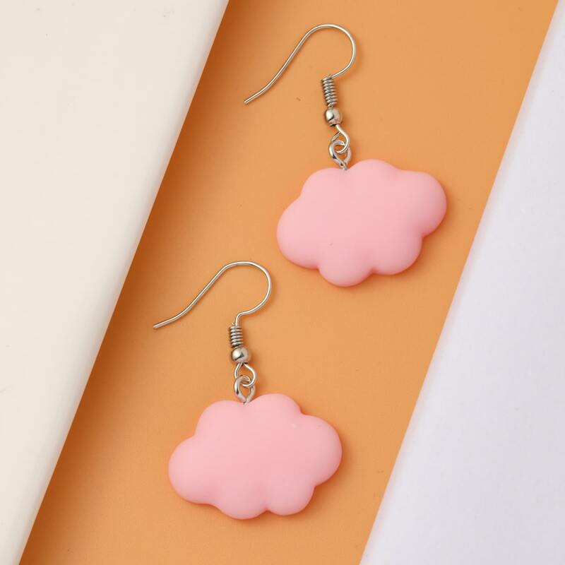 

Cloud Drop Earrings, Baby pink