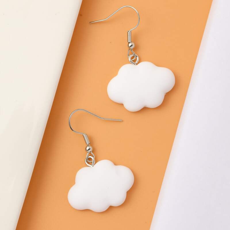 

Cloud Drop Earrings, White