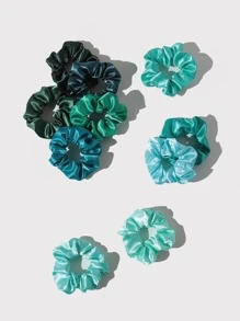 Bộ 1/10 dây buộc tóc bằng vải satin, Phụ kiện tóc, Dây buộc tóc chun - màu xanh lá - Xem 3