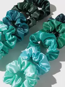 Bộ 1/10 dây buộc tóc bằng vải satin, Phụ kiện tóc, Dây buộc tóc chun - màu xanh lá - Xem 4