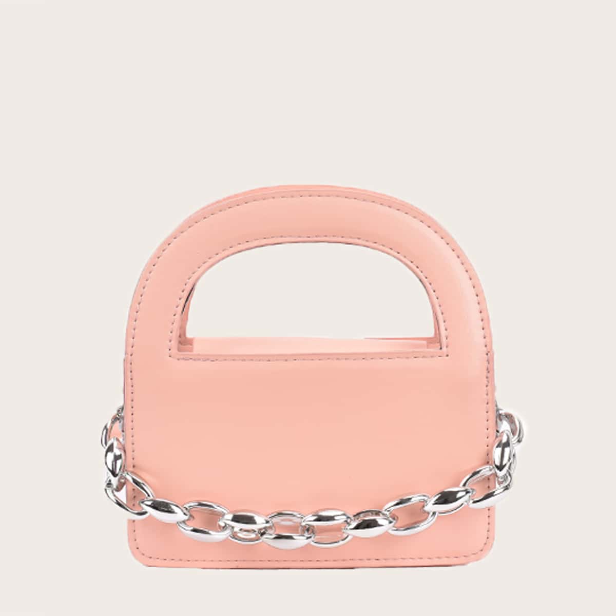 

Solid Chain Satchel Bag, Baby pink