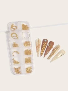 1盒鏈條美甲裝飾 - 金色 - 查看 1